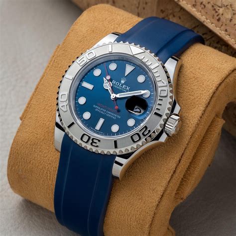 rolex yacht master blue rubber strap|Rolex yachtmaster nato strap.